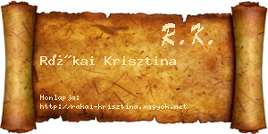 Rákai Krisztina névjegykártya
